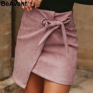 Blush Suede Skirt